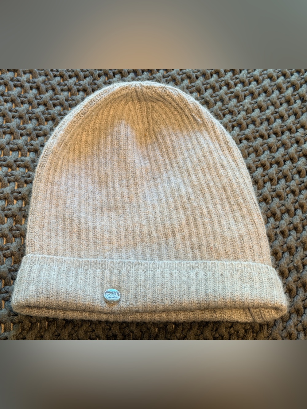 Cashmere Knit Beanie Hat - Grey